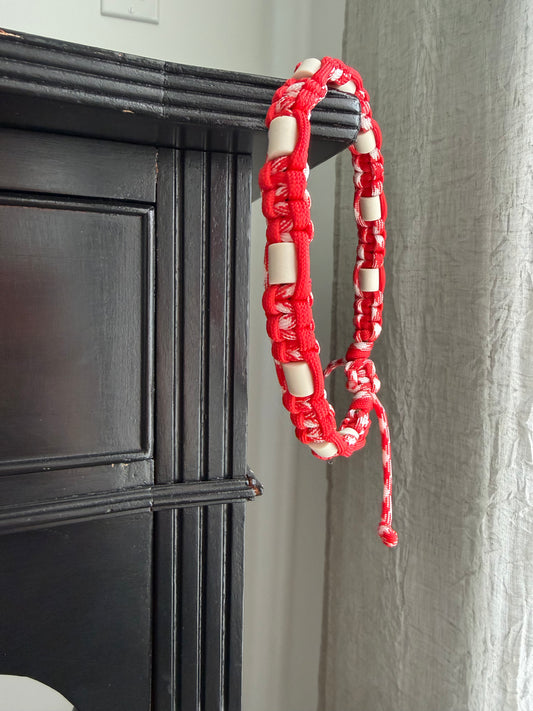 Collier anti-tiques | rouge et blanc - ✹Oromë✹ accessoires sur-mesure pour chiens